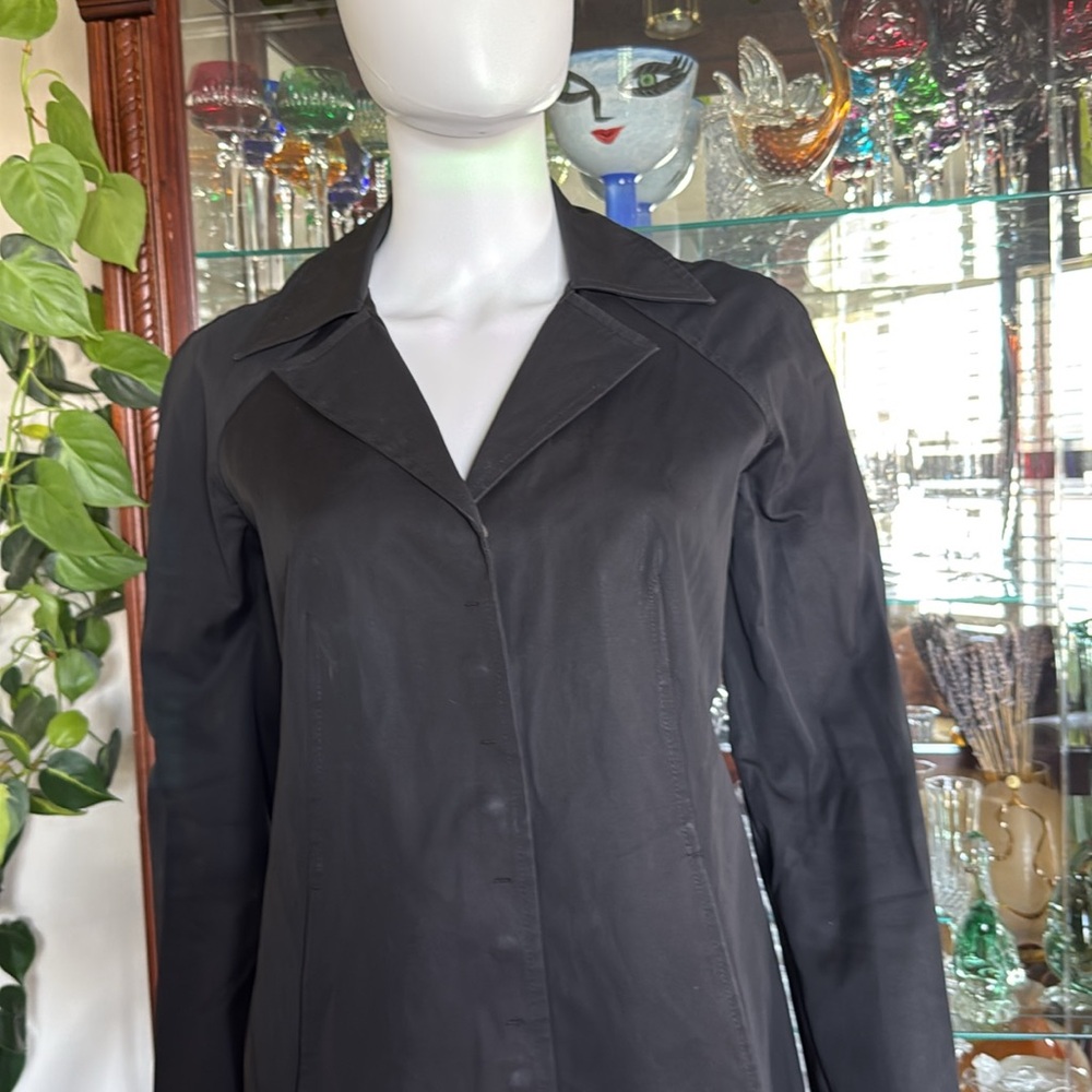 Roots Black Trench Coat with Tailored Waist Size Small